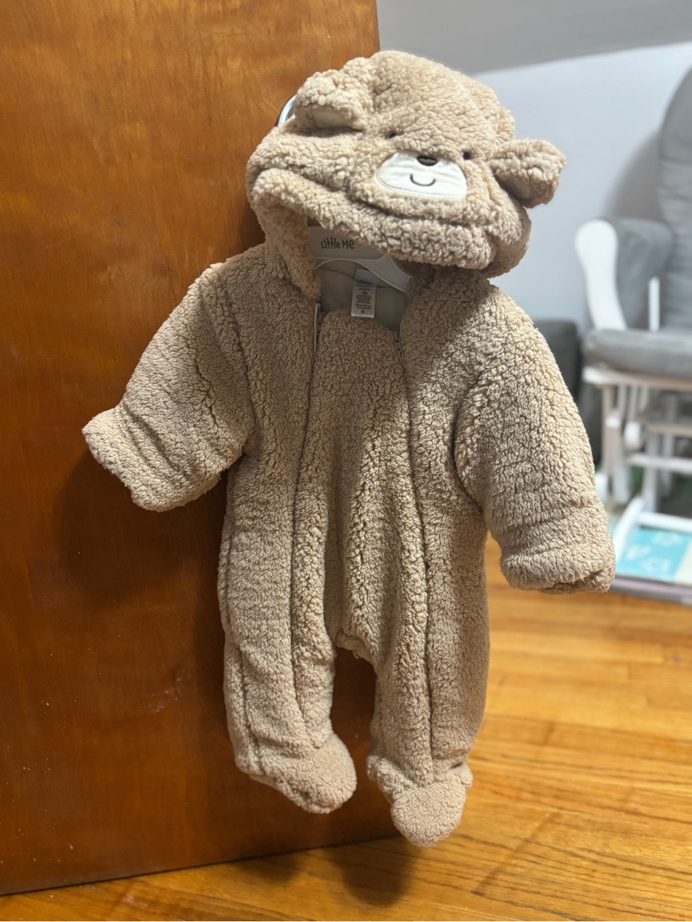 Little Me Cozy Bear Fleece One-Piece in Tan BRAND NEW NEVER WORN